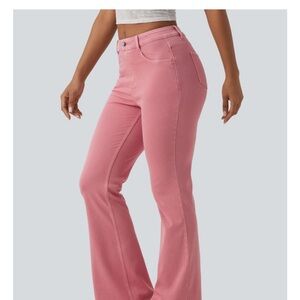 HALARA Women's Flare Pink Jeans